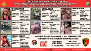 Polda PBD Buruh Tujuh DPO Penyerangan Pos Marinir di Maybrat