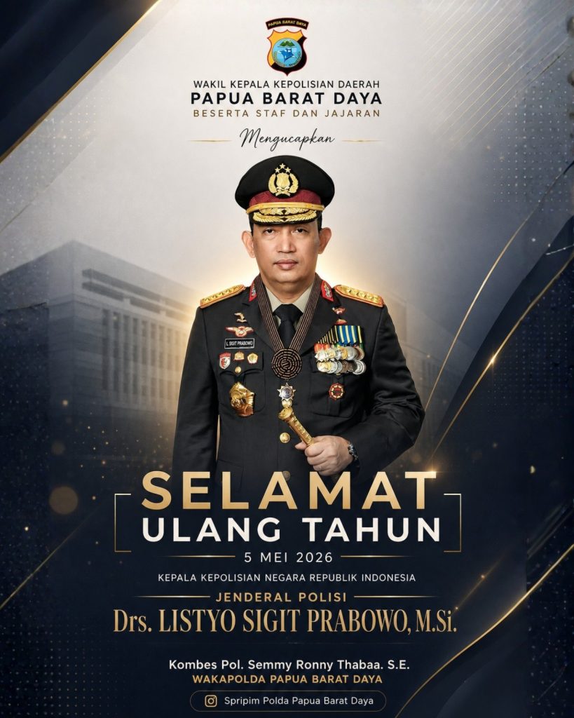 Wakapolda Papua Barat Daya Ucapkan Selamat Ulang Tahun kepada Kapolri Jenderal Listyo Sigit Prabowo
