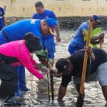 Ditpolairud Polda Papua Barat Daya Bersama Bhayangkari dan Masyarakat Pesisir Tanam Mangrove dan Bersihkan Pantai